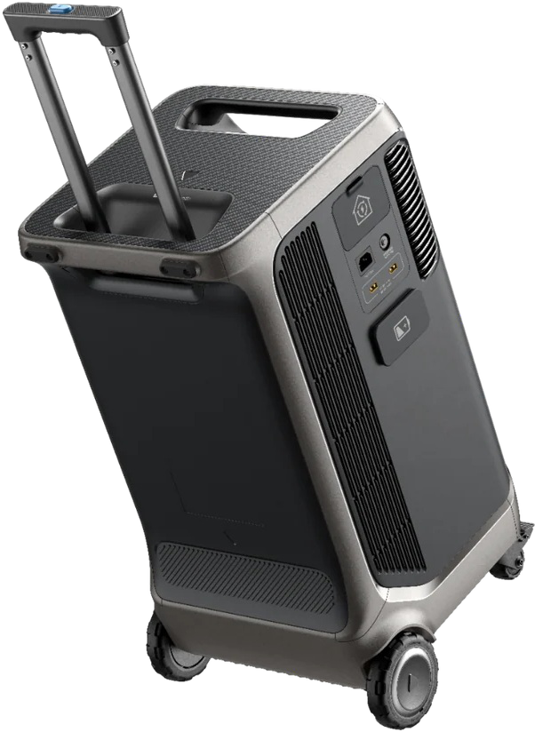 Anker SOLIX F3800 op wielen met uitgeschoven trekstang